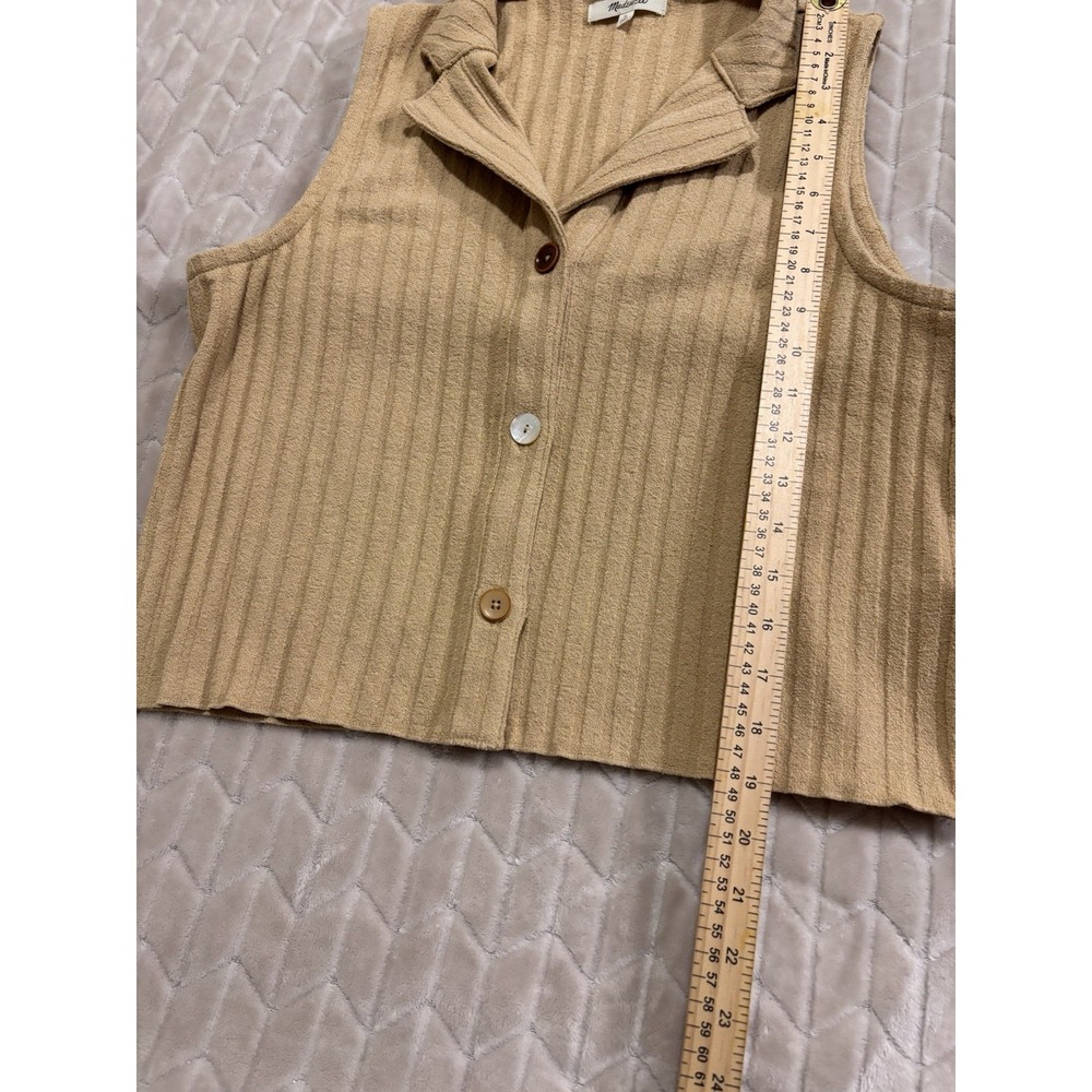 MADEWELL Ribbed Vest Top Sz L Coastal Grandmother Terry Cloth Cottagecore Boho - Picture 10 of 12